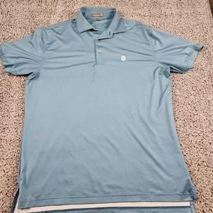 Peter Millar Summer Comfort Mens M Turquoise Geometric Pattern Polo Shirt